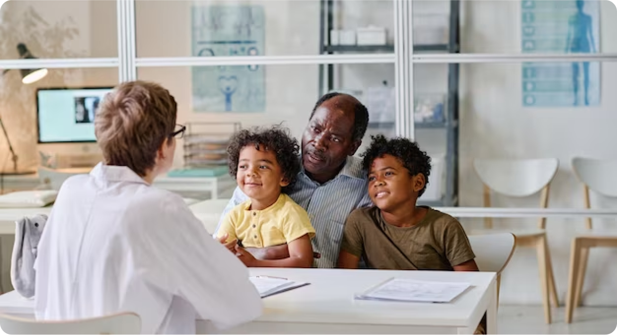 Family with doctor consultation